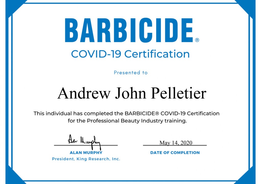 John Barbicide Covid-19 Certification