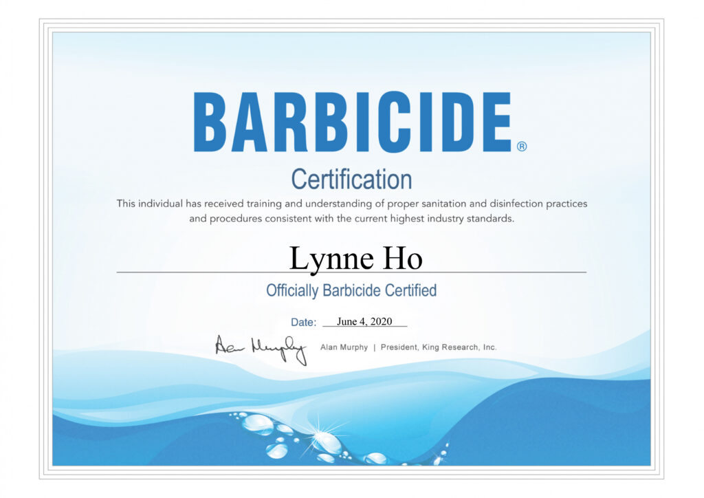 Lynne Ho Barbicide Certification